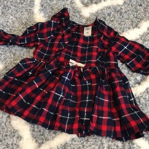 Oshkosh plaid red gold baby girl holiday dress